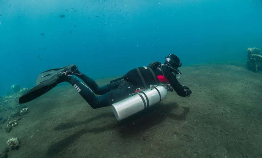 the technical diver videos include skills demonstrations as seen being done in this image.